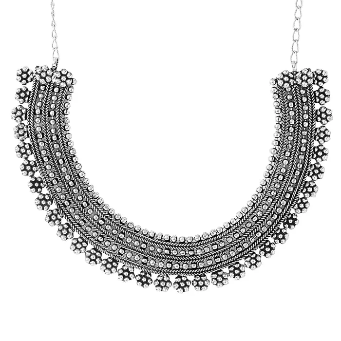 Yellow Chimes Yellow Chimes Necklaces for Women Adjustable Silver Oxidised Beads Studded Choker Necklace for Women and Girls NK 2 Necklaces Yellow Chimes Yellow Chimes Necklaces for Women Adjustable Silver Oxidised Beads Studded Choker Necklace for Women and Girls NK 2 Necklaces