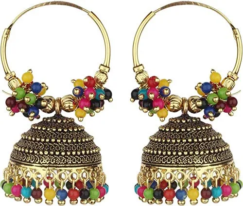 Yellow Chimes Yellow Chimes Oxidized Gold Plated Ethnic Design Traditional Peacock Long Chand Bali JhumkaJhumki Earrings for Women and Girls Rings Yellow Chimes Yellow Chimes Oxidized Gold Plated Ethnic Design Traditional Peacock Long Chand Bali JhumkaJhumki Earrings for Women and Girls Rings