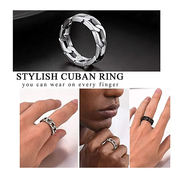 Yellow Chimes Yellow Chimes Rings For Men Silver Toned Chain Designed Stainless Steel Metal Ring For Men And Boys Size 11 Necklaces