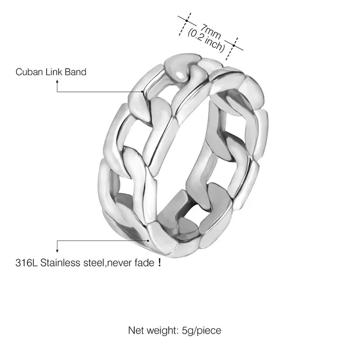 Yellow Chimes Yellow Chimes Rings For Men Silver Toned Chain Designed Stainless Steel Metal Ring For Men And Boys Size 11 Necklaces