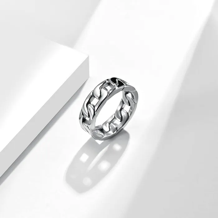 Yellow Chimes Yellow Chimes Rings For Men Silver Toned Chain Designed Stainless Steel Metal Ring For Men And Boys Size 11 Necklaces
