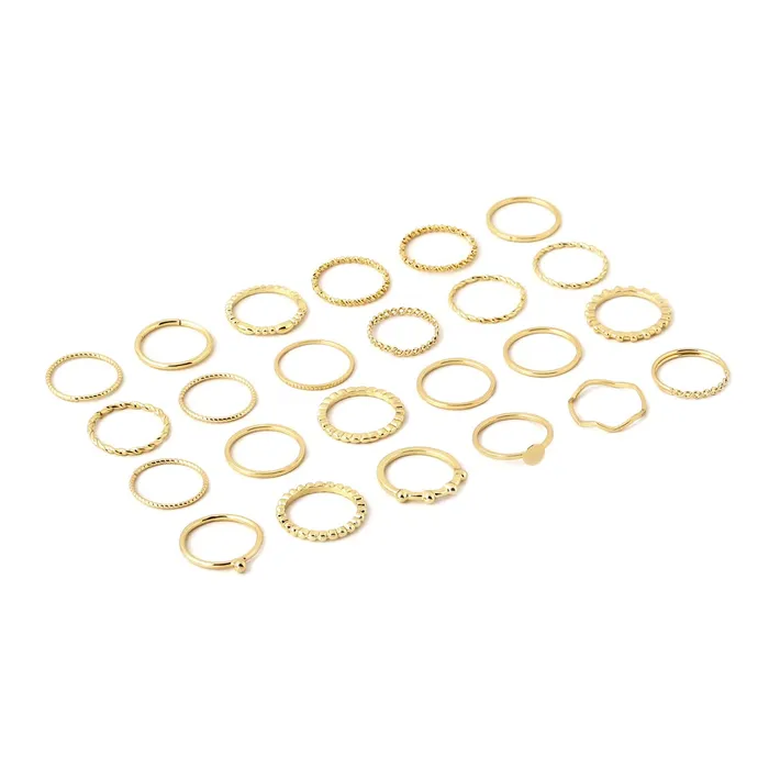 Yellow Chimes Yellow Chimes Rings for Women and Girls Fashion Aesthetic Golden Ring Set Gold Plated Aesthetic Ring Knuckle Rings Set 24 Pcs Combo Rings Birthday Gift For Girls and Women Necklaces