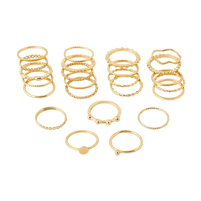 Yellow Chimes Yellow Chimes Rings for Women and Girls Fashion Aesthetic Golden Ring Set Gold Plated Aesthetic Ring Knuckle Rings Set 24 Pcs Combo Rings Birthday Gift For Girls and Women Necklaces