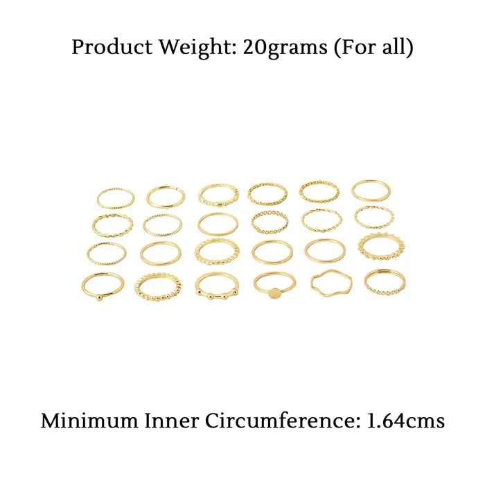 Yellow Chimes Yellow Chimes Rings for Women and Girls Fashion Aesthetic Golden Ring Set Gold Plated Aesthetic Ring Knuckle Rings Set 24 Pcs Combo Rings Birthday Gift For Girls and Women Necklaces