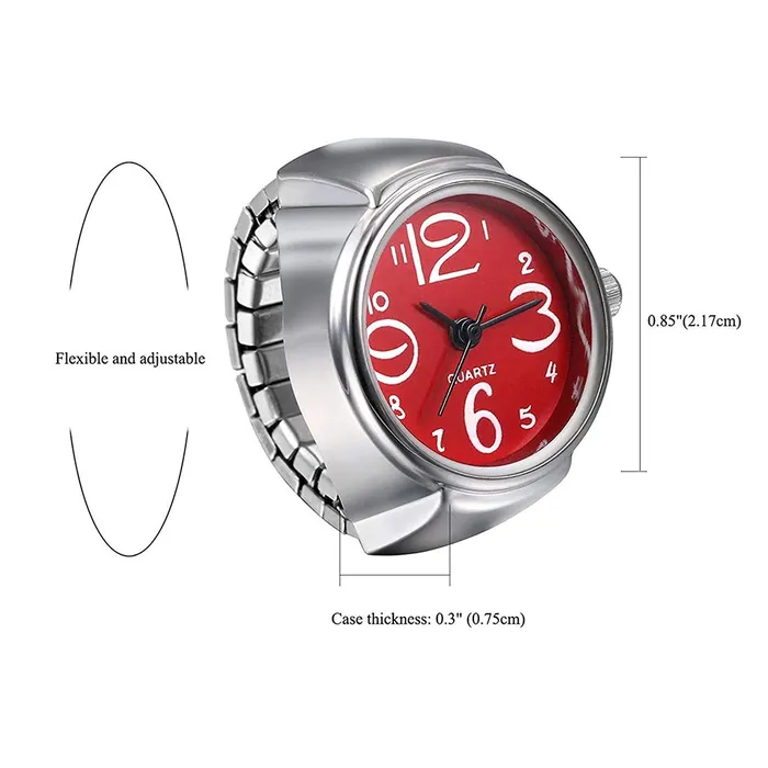 Yellow Chimes Yellow Chimes Rings for Women Stainless Steel Red Dial Analog Watch Ring Stretchable Ring Watch for Women and Girls Necklaces