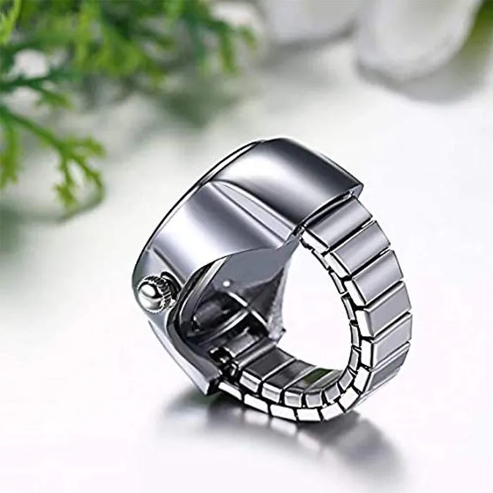 Yellow Chimes Yellow Chimes Rings for Women Stainless Steel Red Dial Analog Watch Ring Stretchable Ring Watch for Women and Girls Necklaces