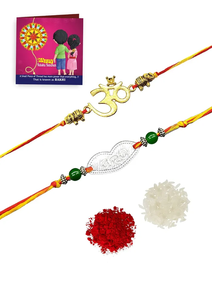 Yellow Chimes Yellow Chimes Set of 2 Pcs Handmade Dori Worked Silver Toned Swastik Design Rudraksh Rakhi for Brother with Roli Chawal Red Silver Medium YCTJRK04BHAYSL Necklaces Yellow Chimes Yellow Chimes Set of 2 Pcs Handmade Dori Worked Silver Toned Swastik Design Rudraksh Rakhi for Brother with Roli Chawal Red Silver Medium YCTJRK04BHAYSL Necklaces