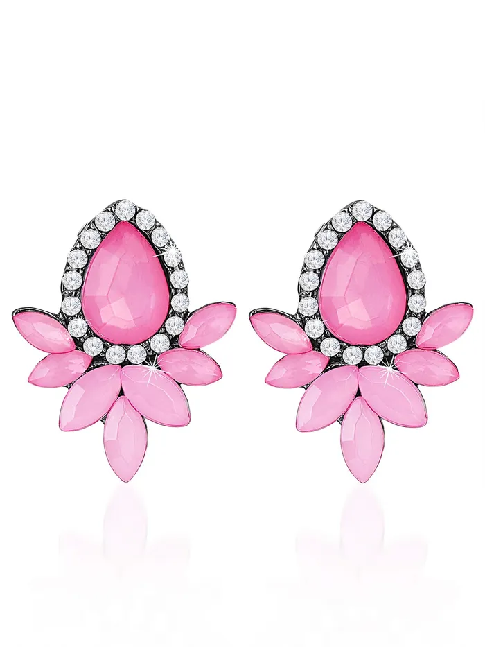 Yellow Chimes Yellow Chimes Sparkling Leafs Pink Shiny Flower Crystal Copper Stud Earrings for Women and Girls Necklaces Yellow Chimes Yellow Chimes Sparkling Leafs Pink Shiny Flower Crystal Copper Stud Earrings for Women and Girls Necklaces
