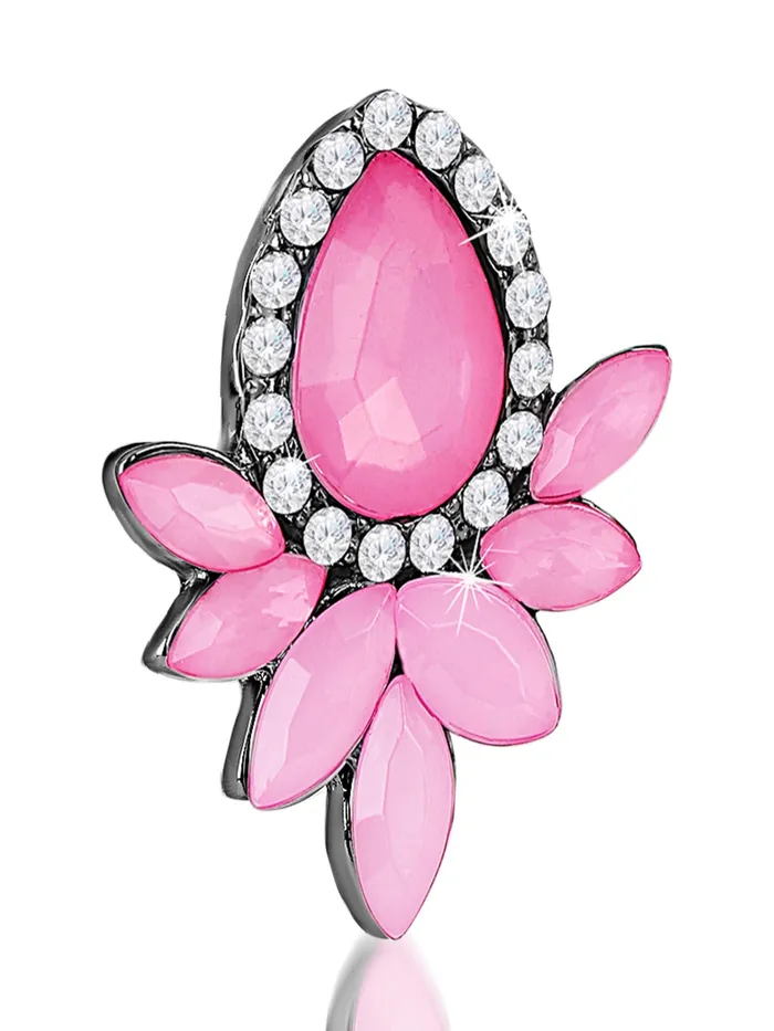 Yellow Chimes Yellow Chimes Sparkling Leafs Pink Shiny Flower Crystal Copper Stud Earrings for Women and Girls Necklaces
