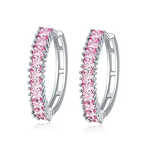 Yellow Chimes Yellow Chimes Splendid Collection A5 Grade Crystals Line Pink Clipon Hoops Earrings for Women Girls Bracelets Yellow Chimes Yellow Chimes Splendid Collection A5 Grade Crystals Line Pink Clipon Hoops Earrings for Women Girls Bracelets