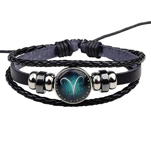 Yellow Chimes Yellow Chimes Zodiac Sign Constellation Handmade Black Leather Bracelet for Men and WomenUnisex Aries Earrings Yellow Chimes Yellow Chimes Zodiac Sign Constellation Handmade Black Leather Bracelet for Men and WomenUnisex Aries Earrings