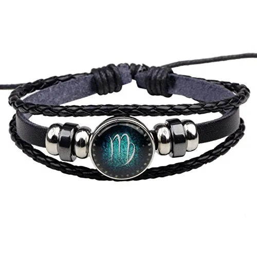 Yellow Chimes Zodiac Sign Constellation Handmade Black Leather Bracelet for Men and WomenUnisex Virgo Yellow Chimes Earrings Yellow Chimes Zodiac Sign Constellation Handmade Black Leather Bracelet for Men and WomenUnisex Virgo Yellow Chimes Earrings