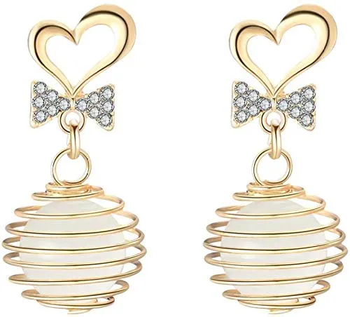 Yelow Chimes Luxurias Edition Collection Heart Shaped Pearl Crystal Ball Plushy Drop Earrings For Women Yellow Chimes Earrings Yelow Chimes Luxurias Edition Collection Heart Shaped Pearl Crystal Ball Plushy Drop Earrings For Women Yellow Chimes Earrings