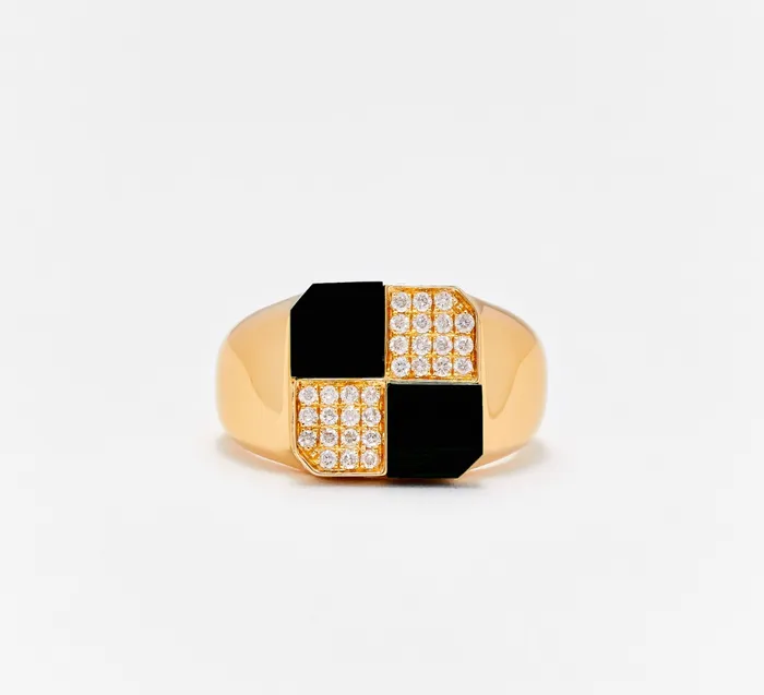 Yvonne Leon BAGUE MINI DAMIER ONYX OR JAUNE Earrings