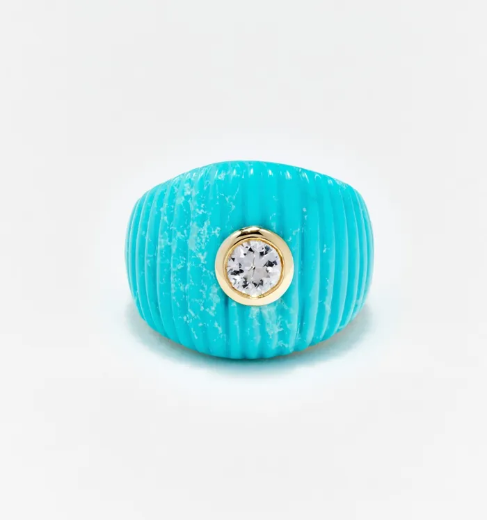 Yvonne Leon Earrings BAGUE MAXI BERLINGOT TURQUOISE OR JAUNE
